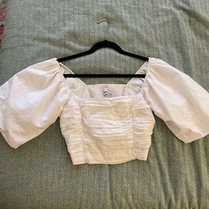 Urban Outfitters White Puff Sleeve Top